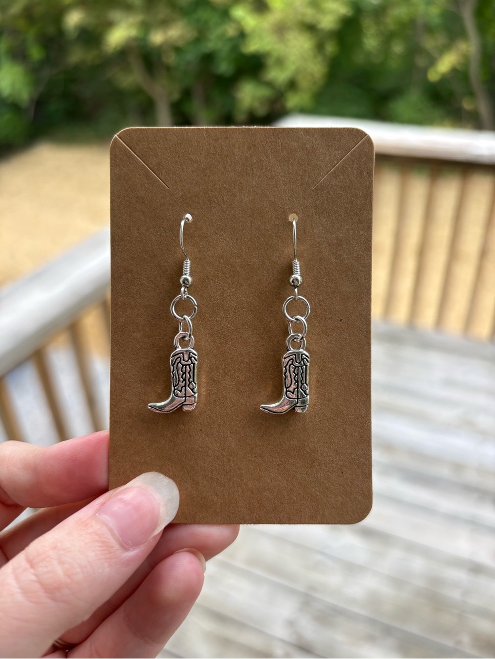 Silver Cowboy Boot Dangle Earrings
